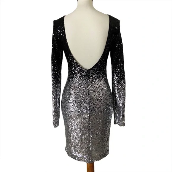 Mind Code Ombre’ Sequin Open Back Dress - Picture 3 of 9
